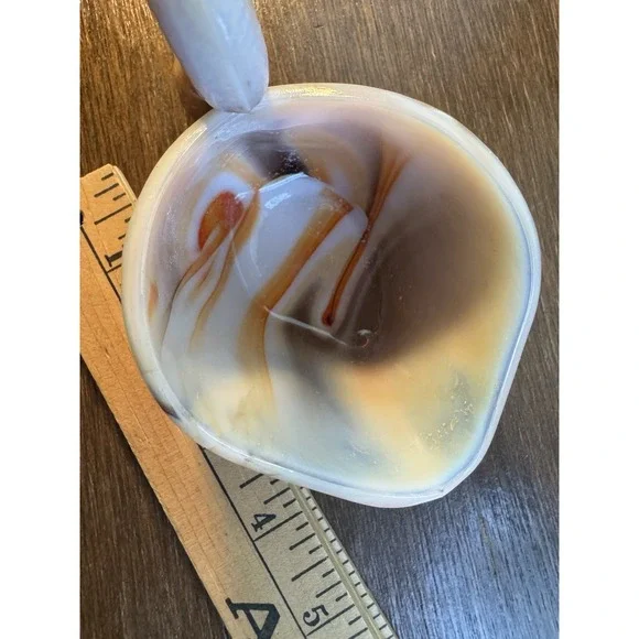 Vintage L.E. Smith Glass Caramel Slag Glass Swan Shaped Open Dish - Picture 4 of 5